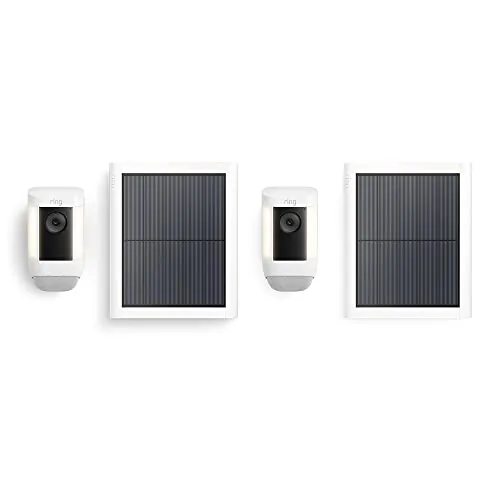 Ring C ámara Pro con luces solar (Spotlight Cam Pro Solar)|Vídeo 2K con Ring Vision, detección de movimiento 3D, luces LED |Con 30 días de prueba gratuita de Ring Home | 2 Cámaras