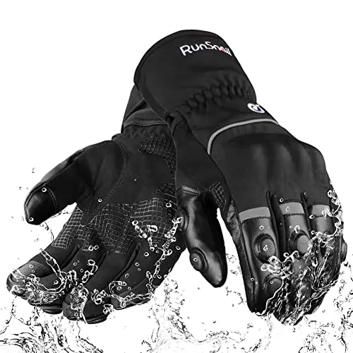 2KP CE Guantes De Moto Invierno Para Hombre Y Mujer, Guantes Moto Impermeables A Prueba Viento Cálidos Guantes Motociclista Con Puño Largo Y Protección Dura En Los Nudillos Guantes Pantalla Táctil, M