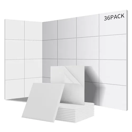 Paneles Acústicos Cuadrados 36 Piezas 3,24 m² Autoadhesivos Blanco