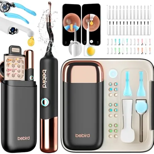 BEBIRD 2026 5G Otoscopio Limpiador Oidos con Camara, 1920P HD Flexible Endoscopio de Oído con 30+ Accesorios(Pinzas, Cuentagotas), Limpia Oido con Equipo de Diagnóstico ORL para Adultos y Niños