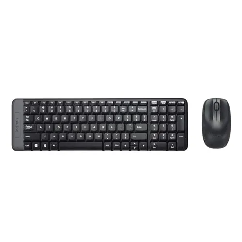 Logitech MK220 Combo con Teclado y Ratón Inalámbrico Compacto para Windows, Inalámbrico a 2,4 GHz con Receptor USB Unifying, Batería para 24 Meses, PC, Portátil, Disposición QWERTY Español - Negro