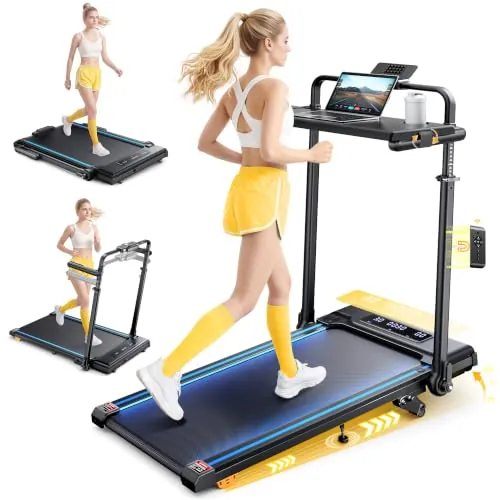 Cinta de Correr Plegable, 6 en 1 Cinta de Correr con Inclinación 3 Niveles(2%-7%-12%), Motor 3.0 HP, Velocidad 1-12 km/h, Manillar Extensible 15 cm, Cinta de Andar con Cinta RGB, App, Carga 150 kg