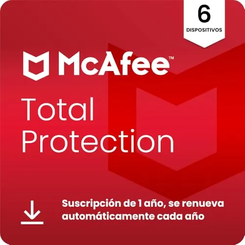 McAfee Total Protection para 6 Dispositivos 2026, 15 meses, Exclusivos de Amazon | Antivirus, VPN, software de seguridad | Suscripción con renovación automática | Descargar