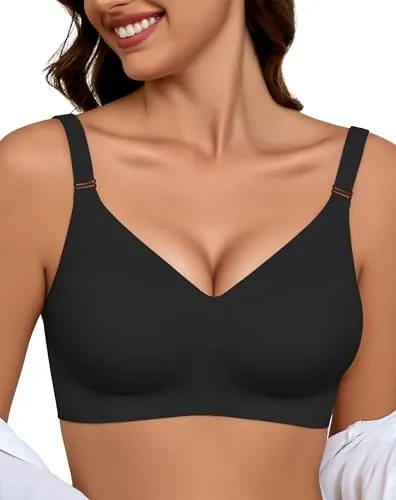 EIISSION Sujetador sin Aros Mujer, Sujetador Reductor Push Up con Relleno Cómodo Sujetadores Mujer sin Aro Sostenes de Mujer Talla Grande Sujetador Invisible Diario Bralette sin Costuras Negro M