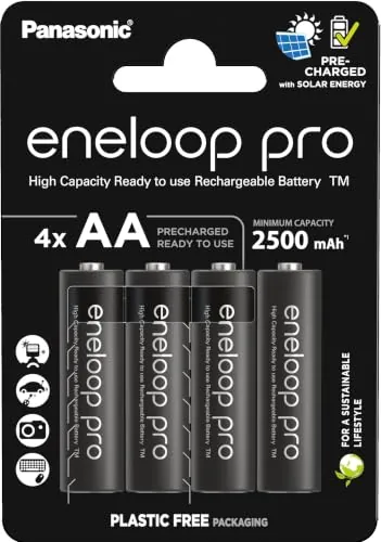 eneloop Pro - Pilas Recargables AA (Paquete de 4) - 2500 mAh NiMH