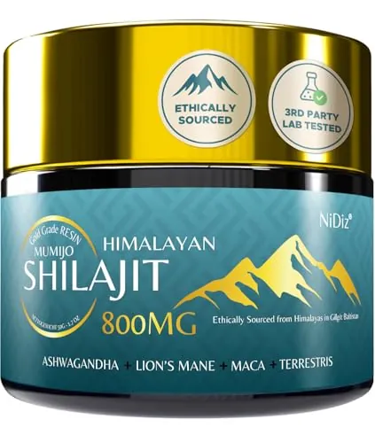 100% Shilajit Puro del Himalaya Original 50g, Hierbas Ayurvédicas 5 en 1, para 55 días, Probada en Laboratorio en Europa, 900mg