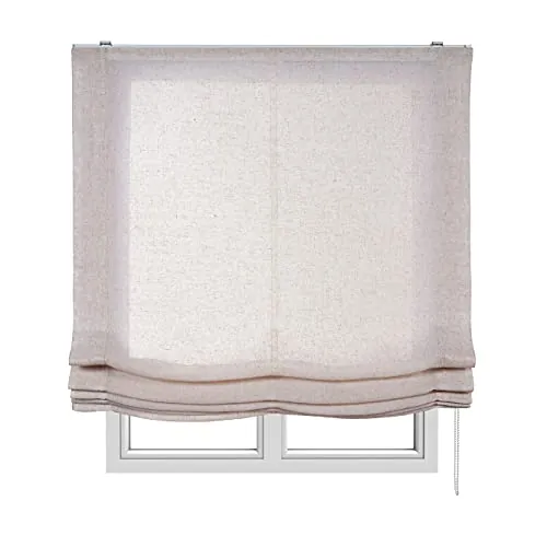 Estores Plegables Premium sin Varillas Estor Plegable Textil translucido en Interior Ventanas y Puertas Cortinas Paqueto con cadeneta STORESDECO Beige Premium 150 x 250 cm