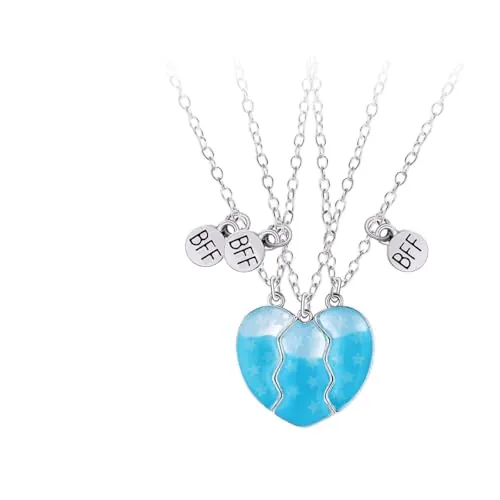 3 Niñas BFF Collares con Luminoso, Best Friends Collar de Magnético, Collar de la Amistad con Colgante de Corazón, Regalos de Joyería de Amistad de San Valentín para Niñas Mujer Amigas Hermanas Madre