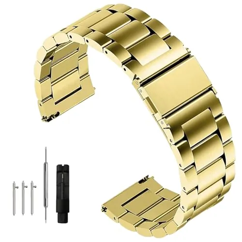 Nizonlaie Correa de Reloj Correa Metálica de Reloj 14mm 16mm 18mm 20mm 22mm 24mm Liberación Rápida Acero Inoxidable Metal Correa Pulsera de Metal Inteligente para Hombres y Mujeres
