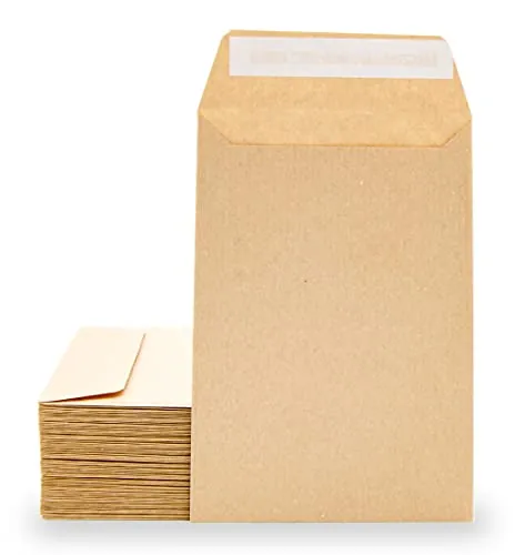 M-Office - Sobres de papel kraft, pequeños sobres de silicona para invitaciones o bolsas de regalo para invitados de boda, 100 x 145 mm, sobres para joyas o semillas · M-Office (100 unidades)