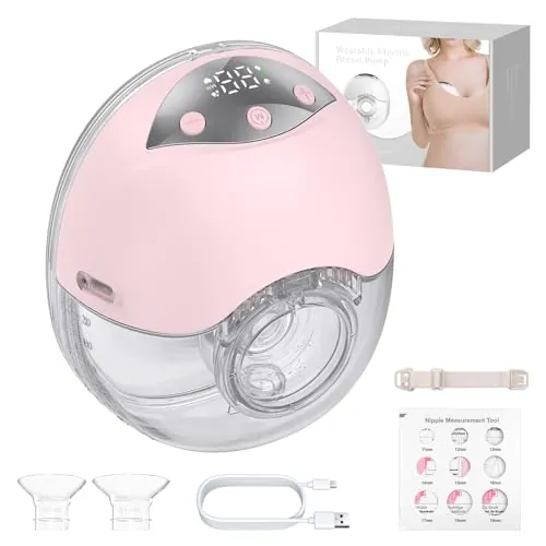 YGiTK Sacaleches Eléctrico Manos Libres con 4 Modos y 12 Niveles Rosa | Extractor de Leche Portátil Silenciosa Con Brida de 19/21/24mm y Gran Capacidad de 210ml para Oficina