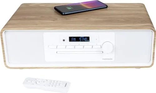 Micro-chaîne Bluetooth - THOMSON - Blanche et Noire - Radio FM/CD/MP3/USB, 60W, Égaliseur