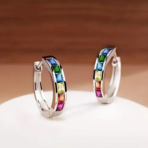 Pendientes de aro de moda para mujer, 0.67inches, Latón, Circonia cúbica