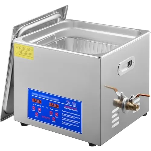 VEVOR Limpiador ultrasónico 15L, Limpiador Ultrasonidos Profesional 400W, Máquina de Ultrasonido con Temporizador Digital Temperatura Ajustable, para Limpieza de Joyas, Gafas, Laboratorio