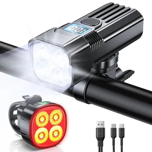 Mohard 2000LM Luz Bicicleta con 4+7 Modos & LED Pantalla de Potencia