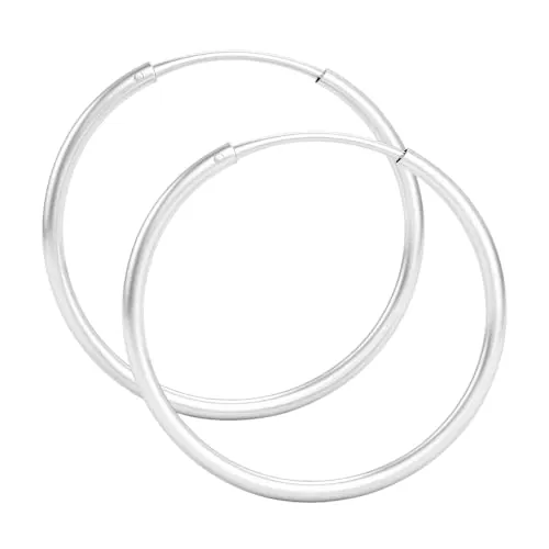 Aros plata mujer de 30mm - Pendientes mujer plata de ley 925 que se envían en una cajita ideal para regalo - Aretes finos de 1,5mm de ancho (30mm)