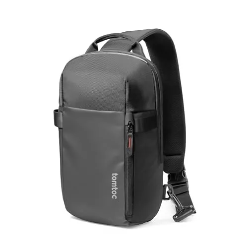 tomtoc Bolsa Sling Hombre compatible con 14" MacBook Pro M5 Pro/Max, 13" MacBook Air/Neo, 13" iPad Air M4/Pro M5, resistente al agua, bandolera cruzada, bolso de hombro, ligera para Viajes uso diario