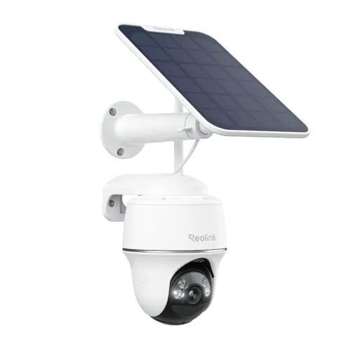 Reolink 5MP Camara Vigilancia WiFi Exterior Bateria Solar, Argus PT 5MP Cámara de Vigilancia 360° con Panel Solar, Cámara IP Sin Cable con Detección Smart, Cloud, Audio de 2 Via, Compatible con Alexa