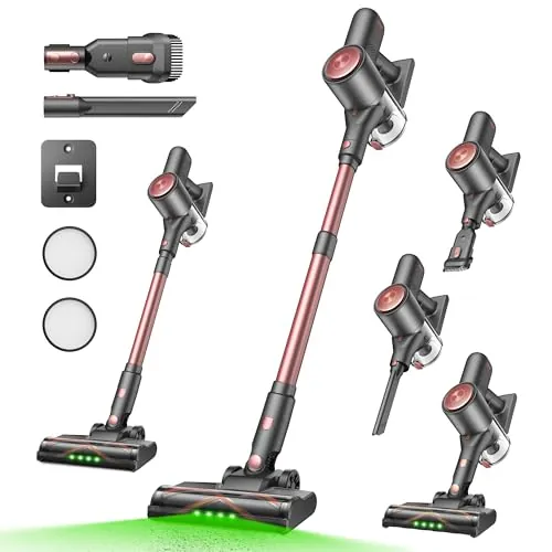 Vexilar V10Pro Aspiradora sin Cable 45KPa Potente,Aspiradora Fácil Limpieza,Autonomía 45 Min,Batería Extraíble,Accesorios Multiusos,Aspirador Escoba Ligero para Suelos/Alfombras/Coche/Pelo de Mascotas
