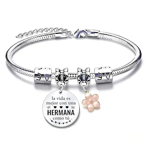 QTQTLP Pulsera Hermana Regalo de Hermana Regalo de Cumpleaños Pulsera Personalizada Mujer