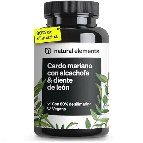 Complejo de cardo mariano, alcachofa y diente de león - 120 cápsulas - Alta dosificación con 80% de silimarina - Sin estearato de magnesio, vegano