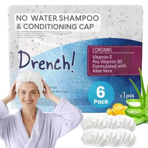 Drench! Medical Gorro Lavacabezas Portátil para Limpieza en Seco - 6 uds - Gorro Spa para Lavar el Pelo Sin Enjuague - Gorros Portatiles Lava Cabezas para lavar cabeza ancianos o en Cama