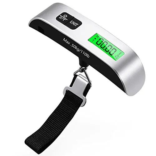 Blendura Digital Pesa Maletas de Viaje Escala del Equipaje, LCD Portátil Bascula Maletas Medición de Temperatura Función, Bascula Maletas Viaje 110 lb/50 kg Adecuado para Viajes al Aire Libre