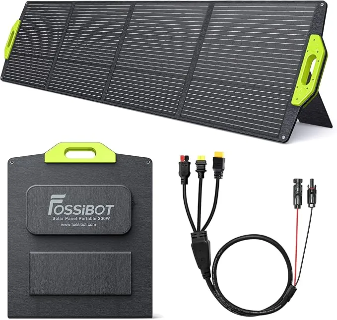 FOSSiBOT Panel solar plegable de 200 W, para generadores solares portátiles F1200, F2400, F3600, módulo fotovoltaico, para sistema independiente de la red, jardín, balcón, caravana hacia el exterior