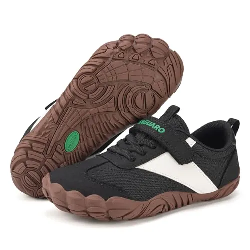 SAGUARO Zapatillas Barefoot Niños Niña Calzado Descalzos Suaves Ligeras Sneakers Minimalista Transpirables y Antideslizantes, Negro, 31 EU