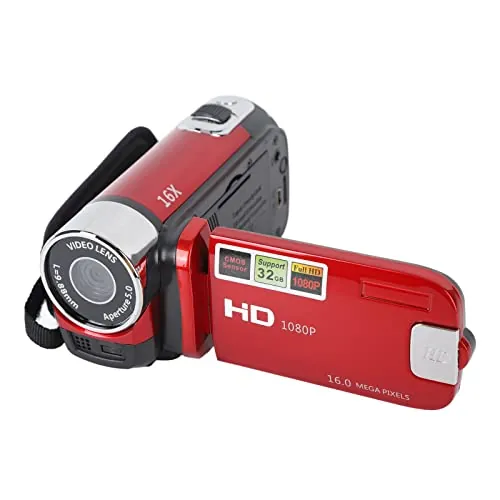 Cámara Digital, 2.7in TFT 16MP 16X Zoom HD Vlogging Camera, 1020mAh Video Camera Videocámara, para Niños Principiantes (Rojo)