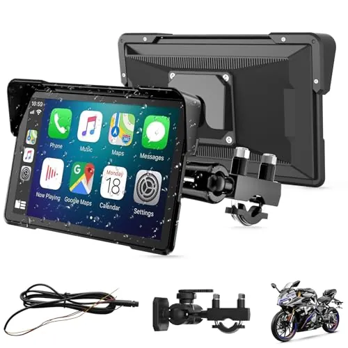 Pantalla CarPlay Moto 7", IPX67, Android Auto &Carplay, Compatible con TPMS