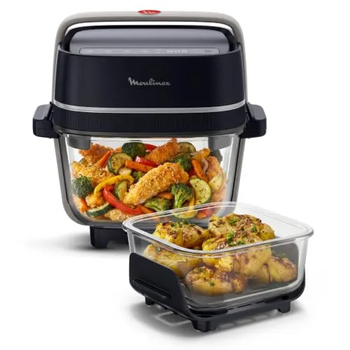 Moulinex Crisp&Go, Freidora de aire de cristal Pure Resist, 1700W