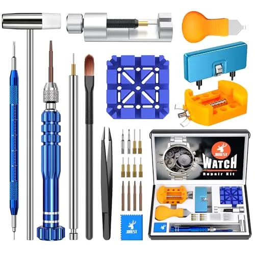 JOREST Kit Destornillador Relojero para abrir y reparar Relojes, Cambiar Pilas, Cambiar/Ajuste Correa, quitar eslabones