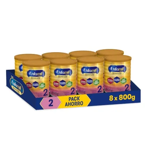 Enfamil Complete 2 - Fórmula Leche Infantil De Continuación Para Lactantes Bebés De 6 A 12 Meses - Pack Mensual De Latas X 00 Gr, 8 Unidad