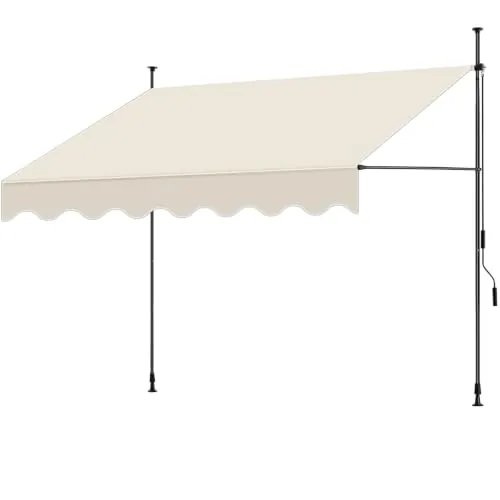 tectake® Toldo Terraza Manual Regulable en Altura con Manivela, Toldo Balcón sin Taladros, Extensible Terraza, Resistente a Rayos UV, Protección Solar y Repelente al Agua - 250 cm - Beige