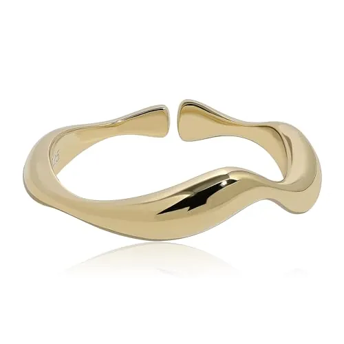 Meissa Anillos de Oro para Pulgar para Mujeres Anillos Gruesos de Oro Sin Manchas Anillos Apilables de Plata Esterlina Tamaño Ajustable Oro