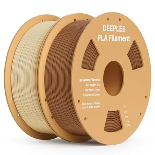 DEEPLEE Filamento PLA 1.75 mm, Beige y Marrón, Pack 2 x 1 kg
