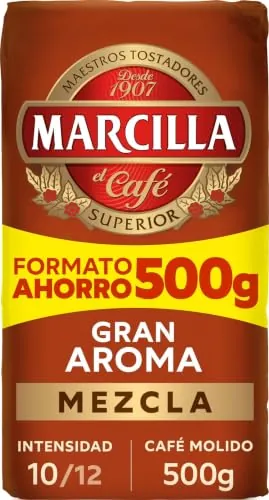 Marcilla Café Molido Gran Aroma Mezcla | 500 g | Intensidad 10, Para Cafetera Italiana, de Filtro o Pistón