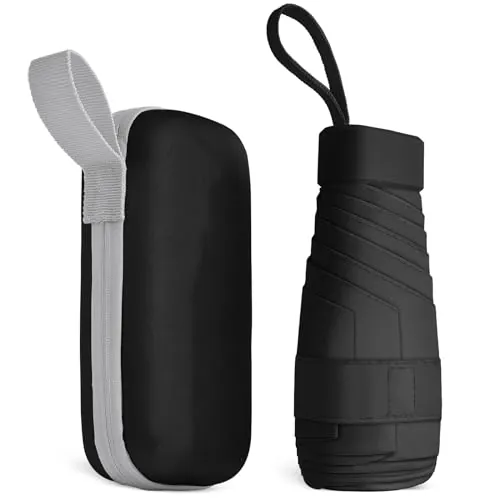 Aolso Mini Paraguas del Sol，Paraguas Plegable,Paraguas Plegable Antiviento para Hombre y Mujer Apertura y Cierre, Paraguas Plegables y Compacto Resistencia UV & Impermeable-negro
