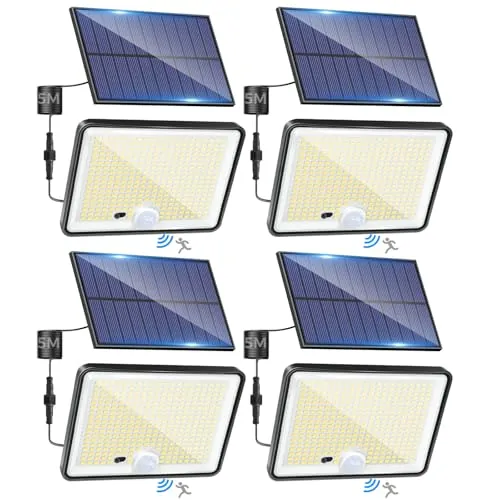 LOTMOS 4 Paquete 342LED Luz Solar Exterior Jardin Mando a Distancia