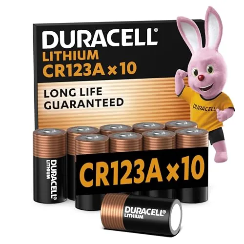 DURACELL CR123 Pilas de Litio de Alta Potencia (Paquete de 10) 3V, CR123A