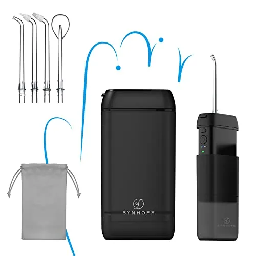 Flosser de agua [mini portátil inalámbrico] Irrigador oral limpiador de dientes de agua, tanque de agua telescópico, 3 modos y IPX7 impermeable, hilo dental de agua para el hogar y viajes para dientes