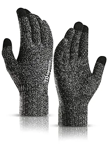 TRENDOUX Guantes finos termicos calefactables para pc - running Cálido invierno lana para Frio ciclismo moto Correr Suave Antideslizantes Smartphones, guantes tactiles hombre lana - Blanco negro XL