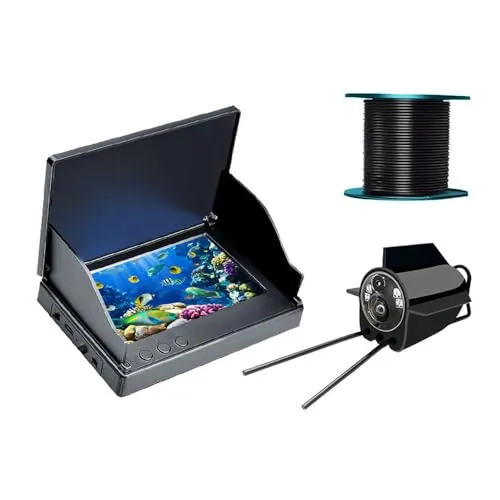 Sarini Cámara subacuática con sonda para Pesca, Gran Angular, visión Nocturna por Infrarrojos, Resistente al Agua, Pantalla IPS de 5 Pulgadas para Pesca en Hielo, ríos y embarcaciones