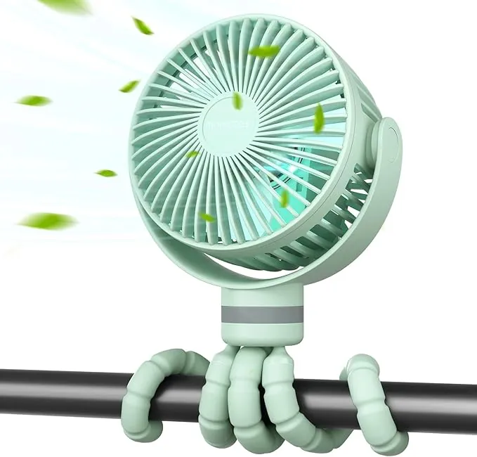 momcozy 8000mAh Ventilador Portátil para Cochecito, Batería de Duración 27H, 360°Rotación,4 Velocidade, Luz de Noche, Ventilador Silla de Paseo Recargable USB,Viajes, Dormitorio