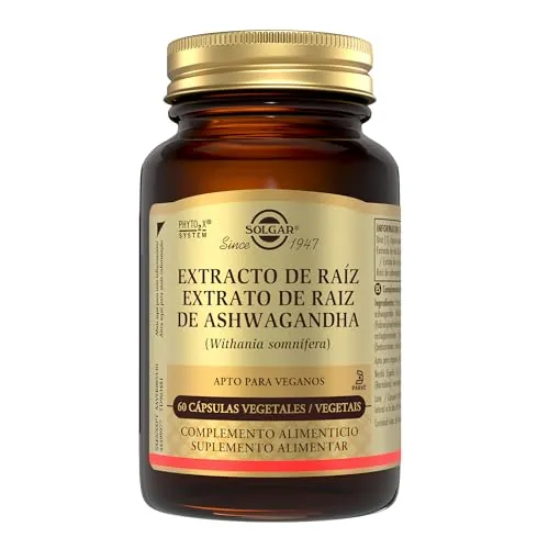 Solgar Ashwagandha Extracto de Raíz SFP – 60 Cápsulas Vegetales – Relajación Física y Mental – Adaptógeno Natural para Estrés y Relajación – Antioxidante natural – Apto Veganos, Sin Gluten