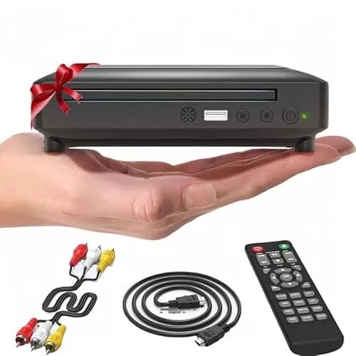 Ceihoit Mini Reproductor de DVD, Reproductor de CD/Disco para TV con Salida HDMI/AV, Cables HDMI/AV incluidos, HD 1080P Compatible con Sistema PAL/NTSC Incorporado Entrada USB (Small)