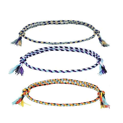 LJFEA 3 pulseras de tobillo para hombres y mujeres, estilo boho hippie, perfecto para la playa y festivales, hecho a mano, 100% algodón ecológico, impermeable y ajustable