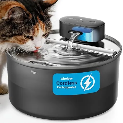 oneisall Fuente para Gatos sin Cables, Fuente de 3,2L con Sensor