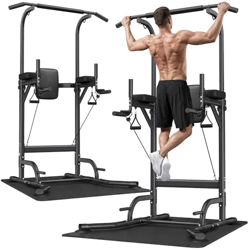 Dskeuzeew Power Tower - Estación de inmersión para fitness, independiente, multifuncional, altura ajustable, máx. 150 kg (nego-2)